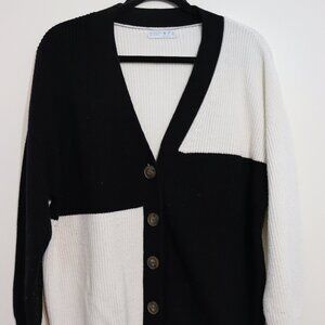 Primark colorblock button cardigan black white size M